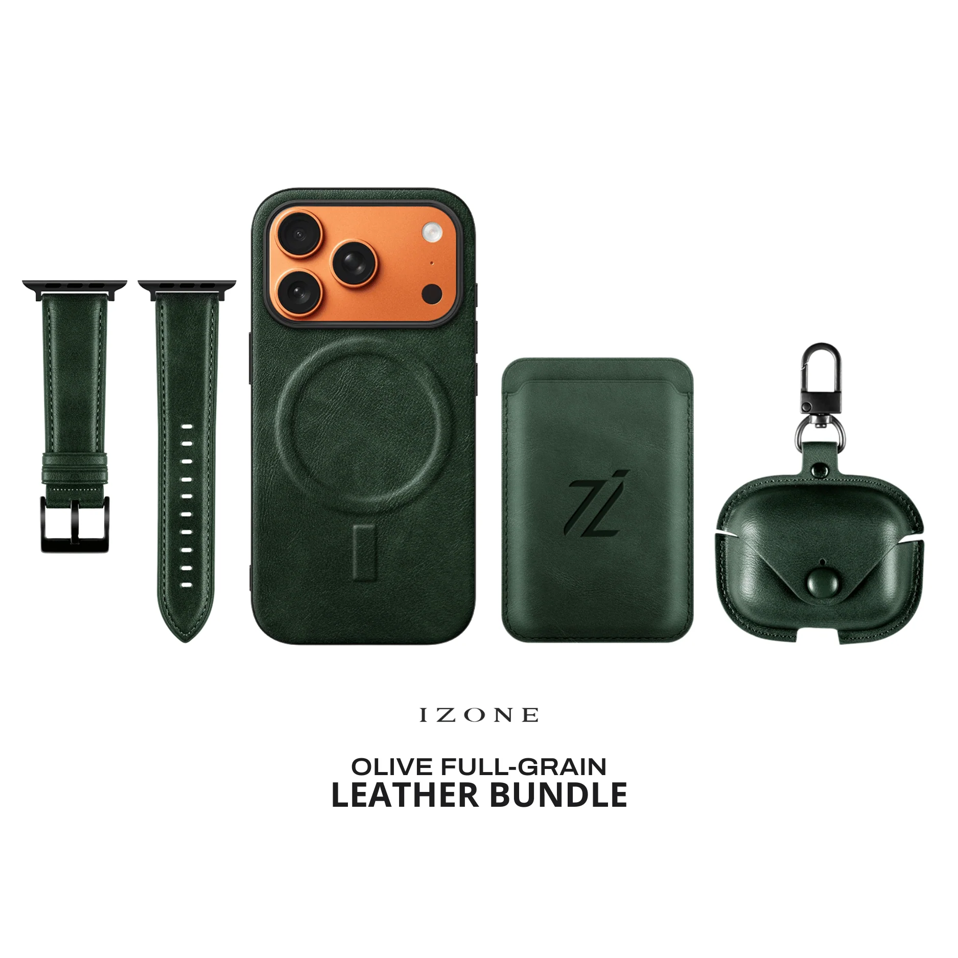 GIFT PACKAGE - IZONE Full Leather Set - OLIVE - Image 6